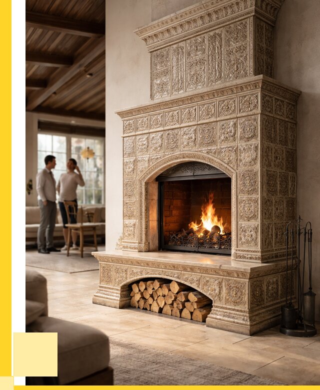 Купить изразцовый камин в Серпухове от 254025 р. | ЭриданСрп