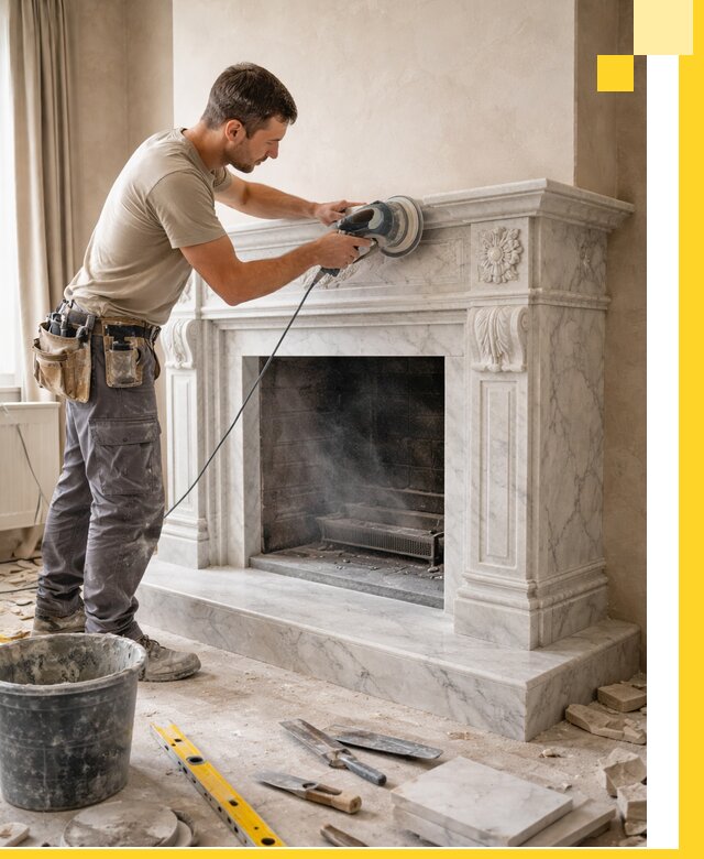 Изготовление и установка мраморных каминов в Серпухове под ключ