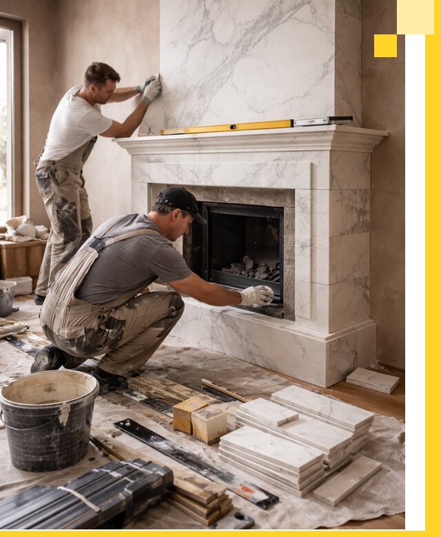 Отделка каминов в Серпухове качественные облицовочные работы