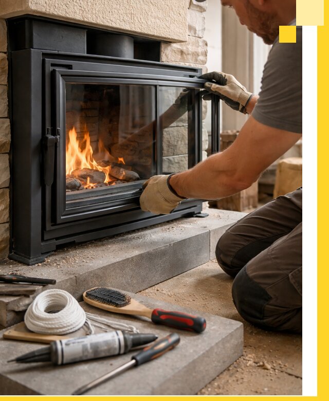 Производство, монтаж и доставка каминов со стеклом в Серпухове