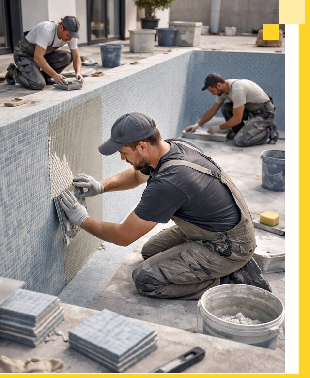 Облицовка бассейнов в Серпухове плитка мозаика гидроизоляция