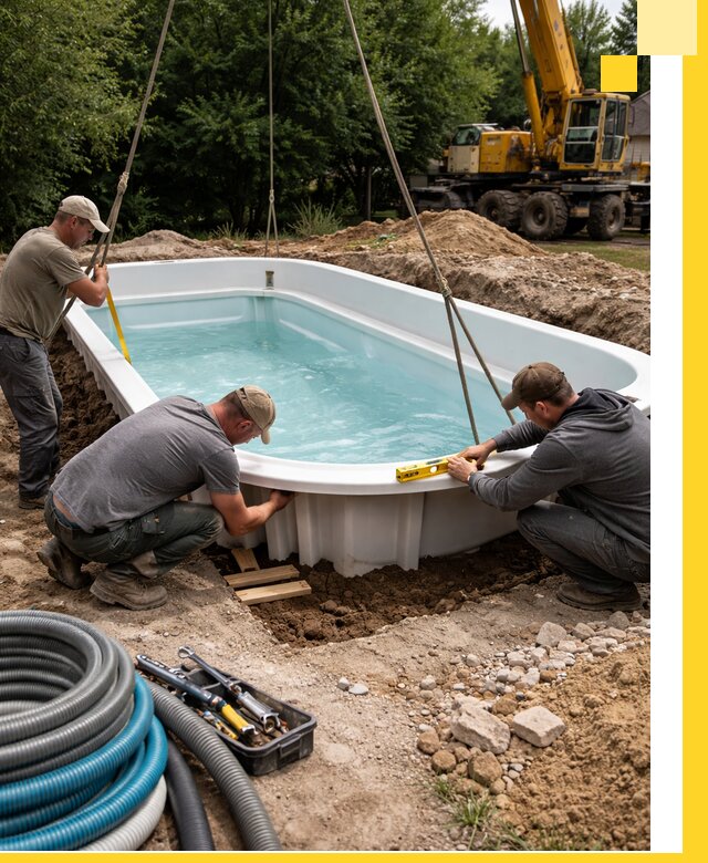 Установка и монтаж композитных бассейнов под ключ в Серпухове