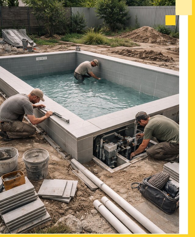 Строительство и монтаж бассейнов для дачи под ключ в Серпухове