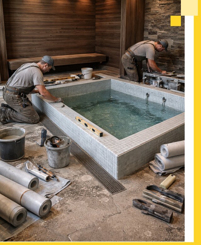 Установка и строительство бассейнов для сауны в Серпухове