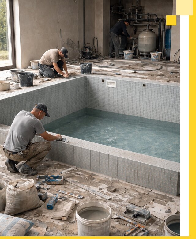 Строительство и монтаж бассейнов в помещении в Серпухове