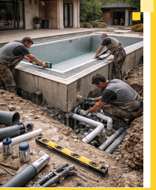 Строительство переливных бассейнов в Серпухове под ключ