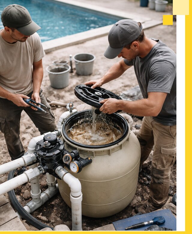 Установка и обслуживание песочных фильтров для бассейнов в Серпухове