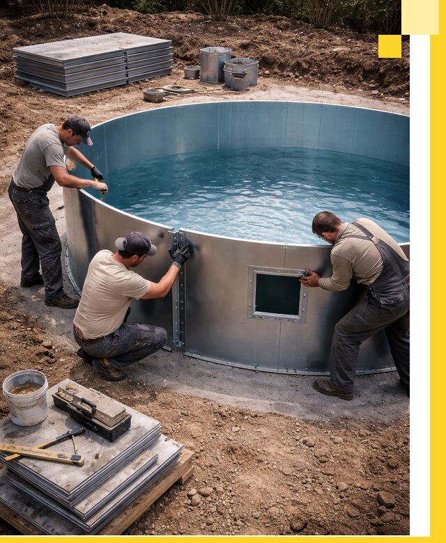 Круглые бассейны под ключ в Серпухове проектирование и монтаж