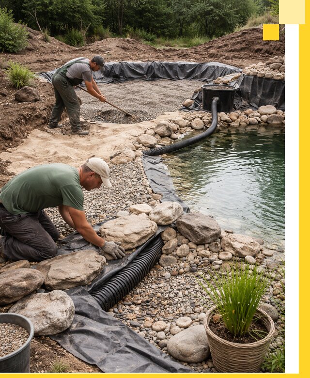 Строительство природных бассейнов и озер в Серпухове под ключ