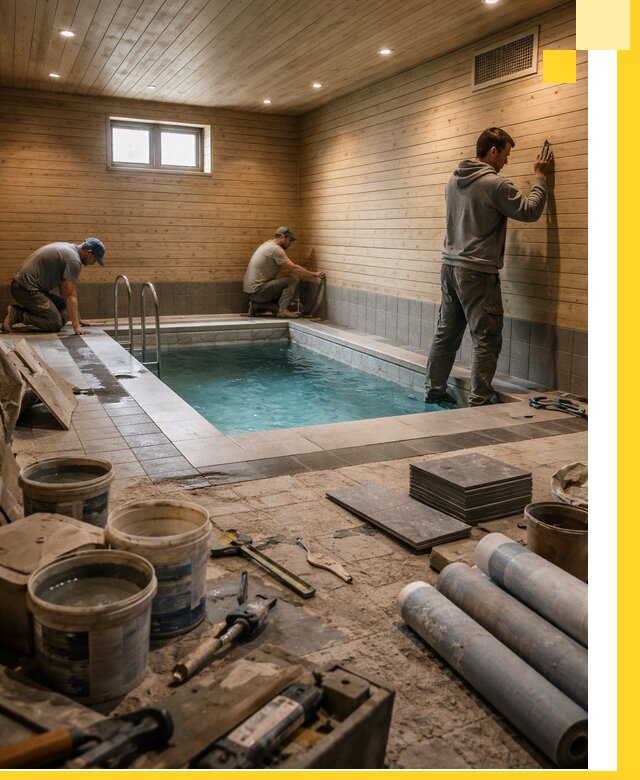 Строительство бани с бассейном и сауной под ключ в Серпухове