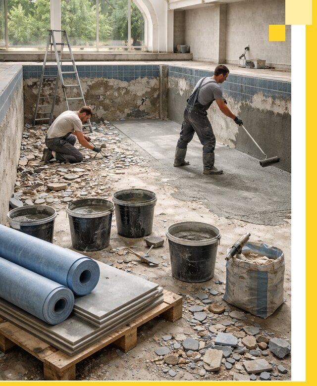 Реконструкция бассейнов в Серпухове: ремонт, гидроизоляция