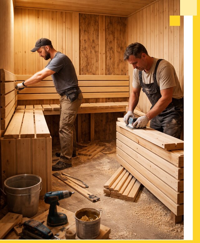 Профессиональный комплексный ремонт саун под ключ в Серпухове