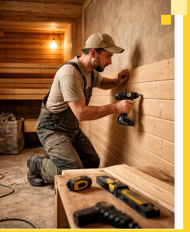 Профессиональная внутренняя отделка бани в Серпухове под ключ