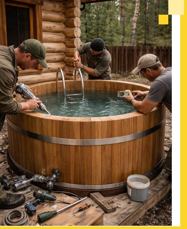 Строительство бань с купелью под ключ и отделкой в Серпухове