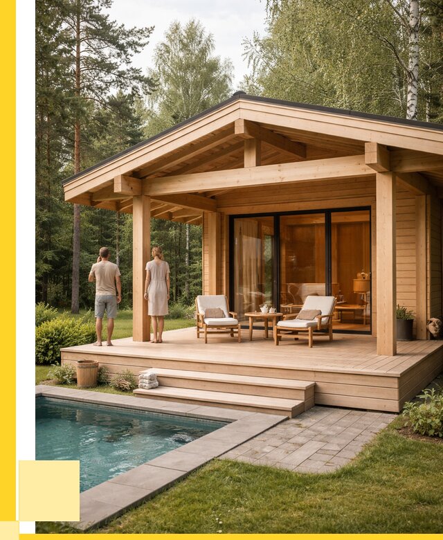 Бани с террасой под ключ в Серпухове от 609660 р. | ЭриданСрп