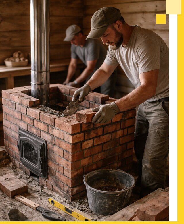 Кирпичные печи для бани под ключ в Серпухове, проект и монтаж