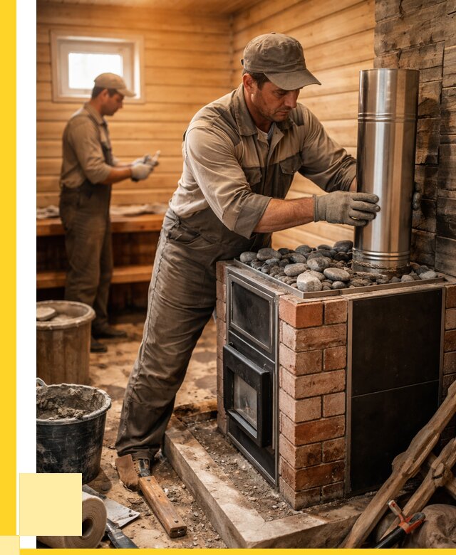 Монтаж печи в бане под ключ в Серпухове от 20322 р. | ЭриданСрп