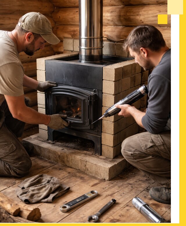 Монтаж и установка печи в бане под ключ с гарантией в Серпухове