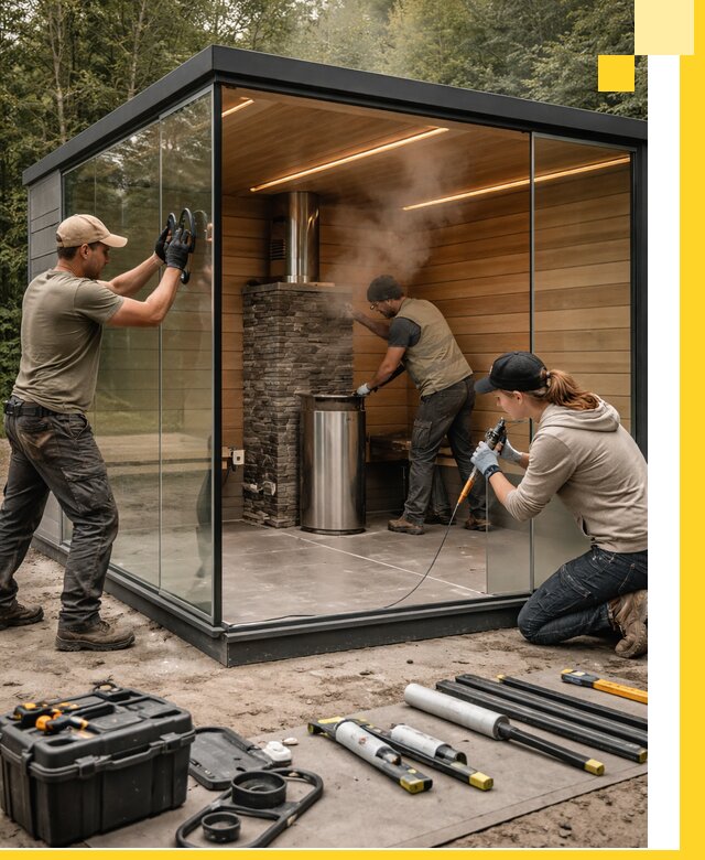 Проектирование и строительство стеклянных бань в Серпухове