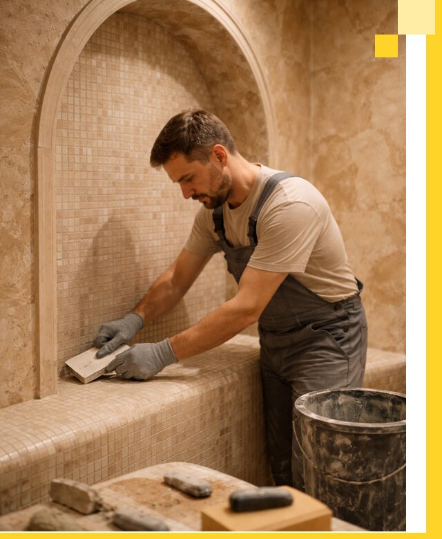 Профессиональная отделка хамамов с мозаикой под ключ в Серпухове