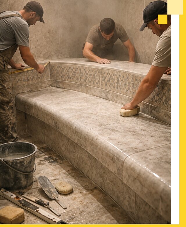 Изготовление и установка сидений для хамама в Серпухове