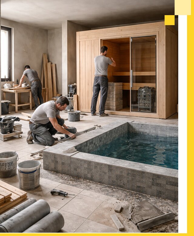 SPA зоны под ключ с бассейном сауной и печью в Серпухове